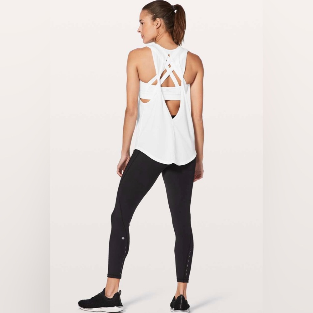 LULULEMON ready & go tank white size 4 support tank & strappy back bra duo - Picture 2 of 10